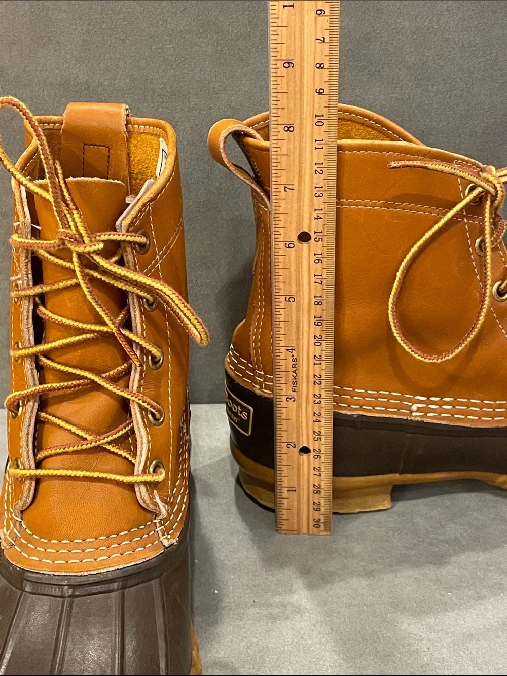 Vintage LL Bean Duck Boots Sz 8 Dark Brown Leather Waterproof Made in USA 1980’s